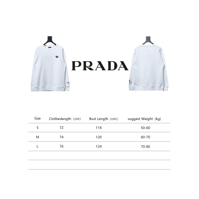 Prada Triangle Logo Single Sleeve Round Neck Hoodie White 02