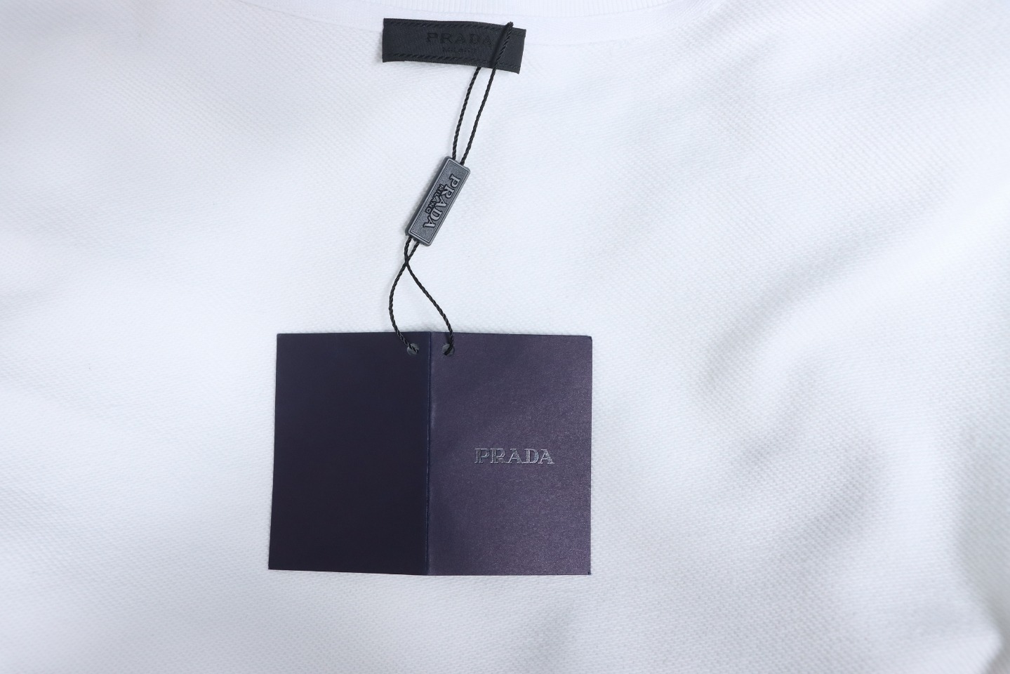 Prada Triangle Logo Single Sleeve Round Neck Hoodie White