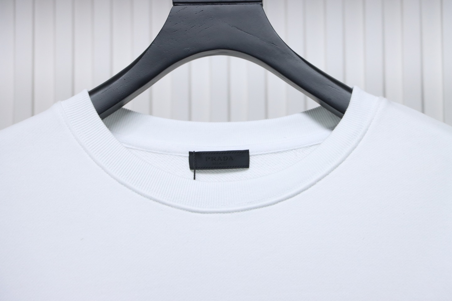 Prada Triangle Logo Single Sleeve Round Neck Hoodie White