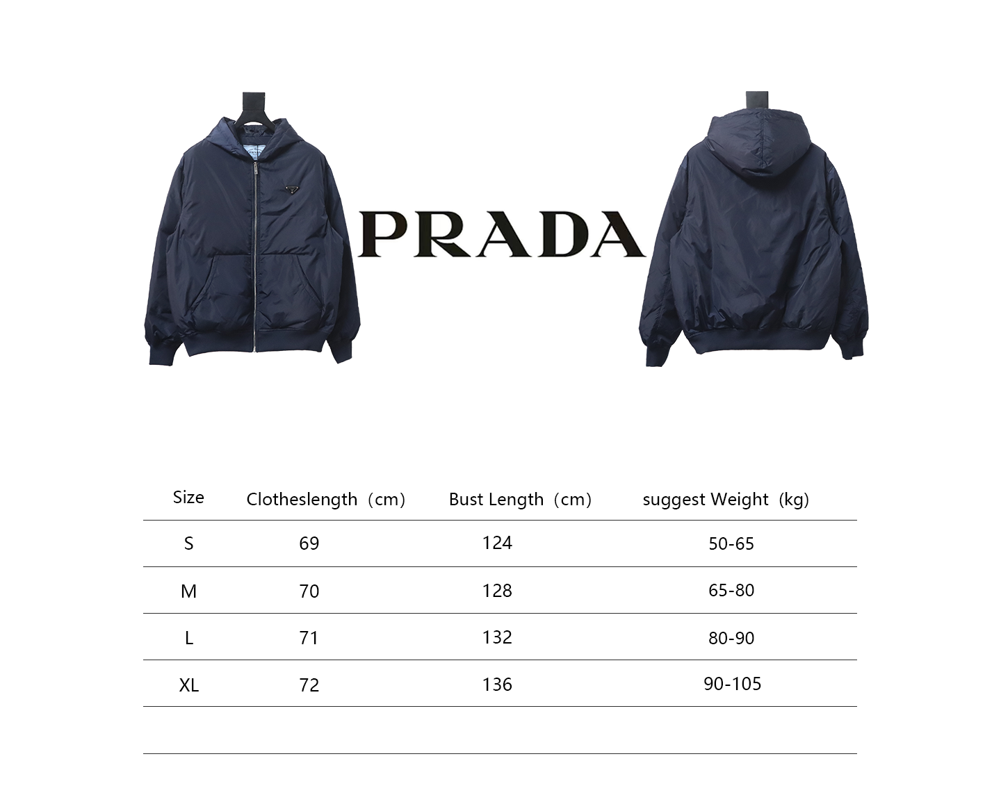 Prada Triangle Logo Solid Color Hooded Down Jacket