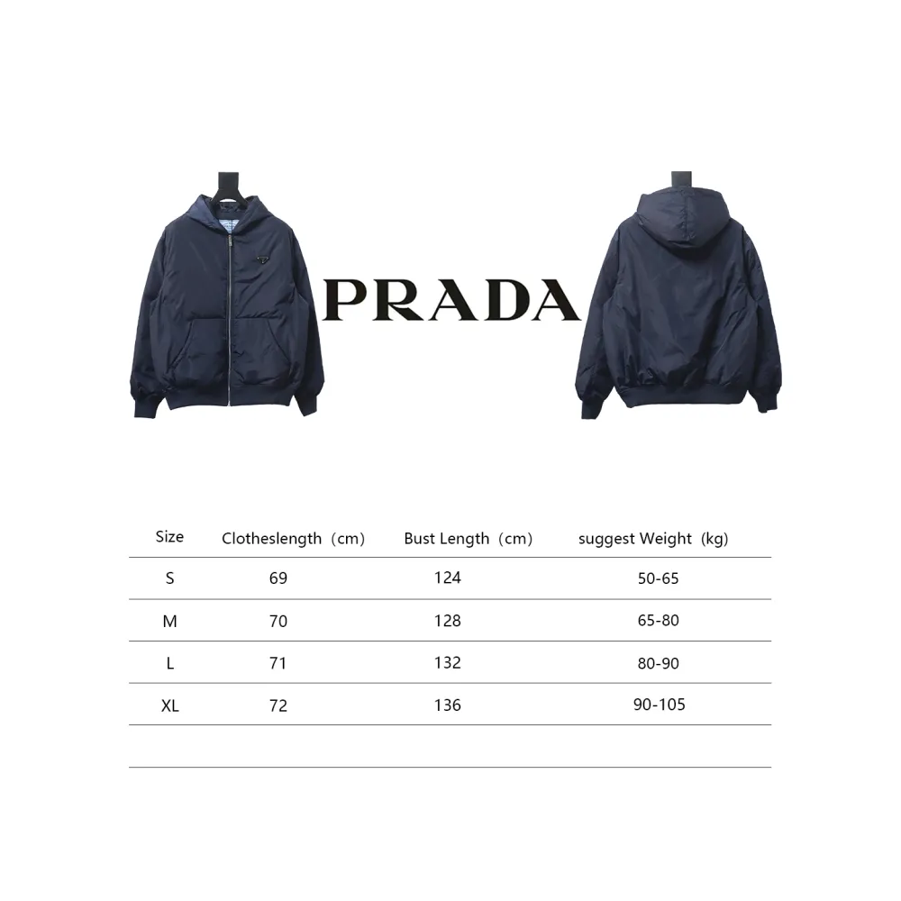 Prada Triangle Logo Solid Color Hooded Down Jacket