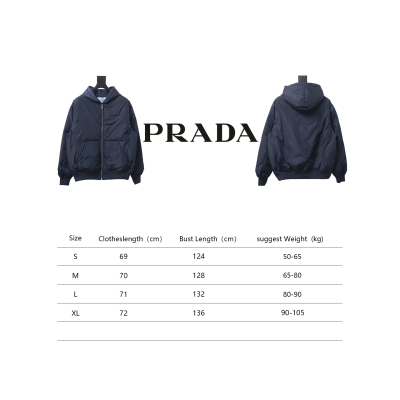 Prada Triangle Logo Solid Color Hooded Down Jacket 02
