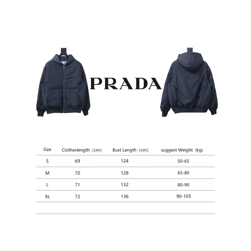 Prada Triangle Logo Solid Color Hooded Down Jacket
