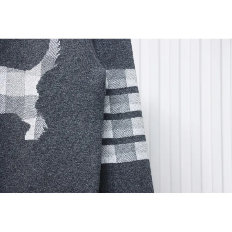 Thom Browne 20FW Tokyo Limited Edition Puppy Crew Neck Sweater Dark Grey