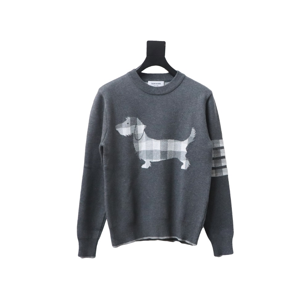 Thom Browne 20FW Tokyo Limited Edition Puppy Crew Neck Sweater Dark Grey