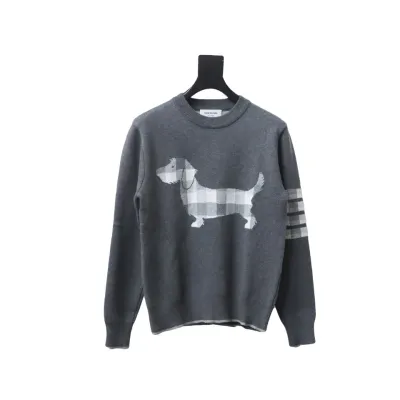 Thom Browne 20FW Tokyo Limited Edition Puppy Crew Neck Sweater Dark Grey 01