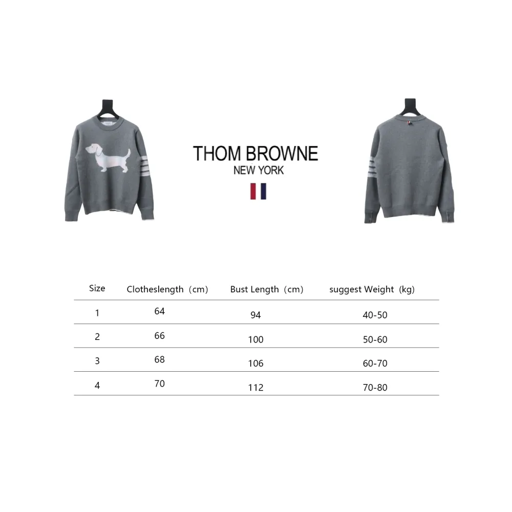 Thom Browne 20FW Tokyo Limited Edition Puppy Crew Neck Sweater Light Grey