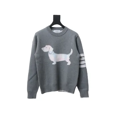 Thom Browne 20FW Tokyo Limited Edition Puppy Crew Neck Sweater Light Grey 01