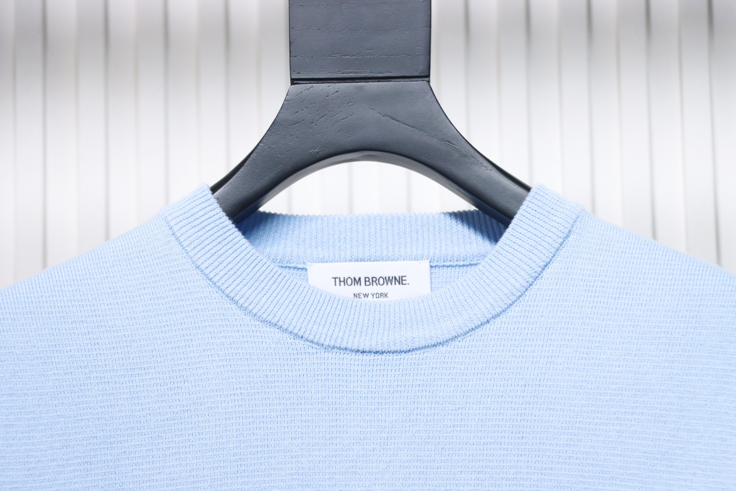 Thom Browne 21FW Double Sleeves Web Band Armband Crew Neck Sweater Blue