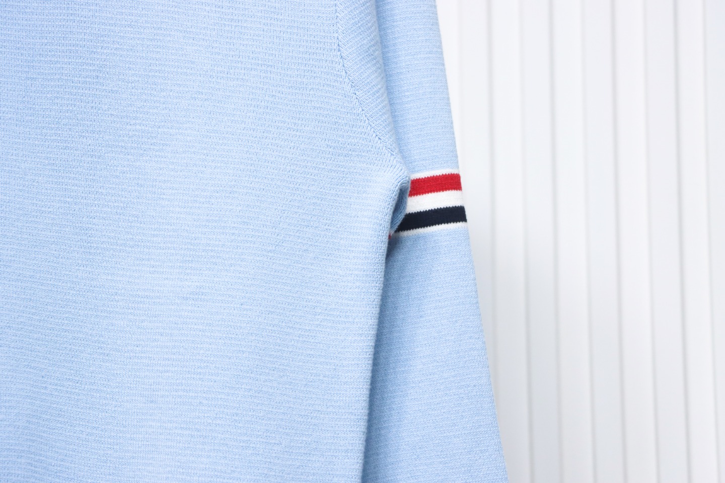 Thom Browne 21FW Double Sleeves Web Band Armband Crew Neck Sweater Blue