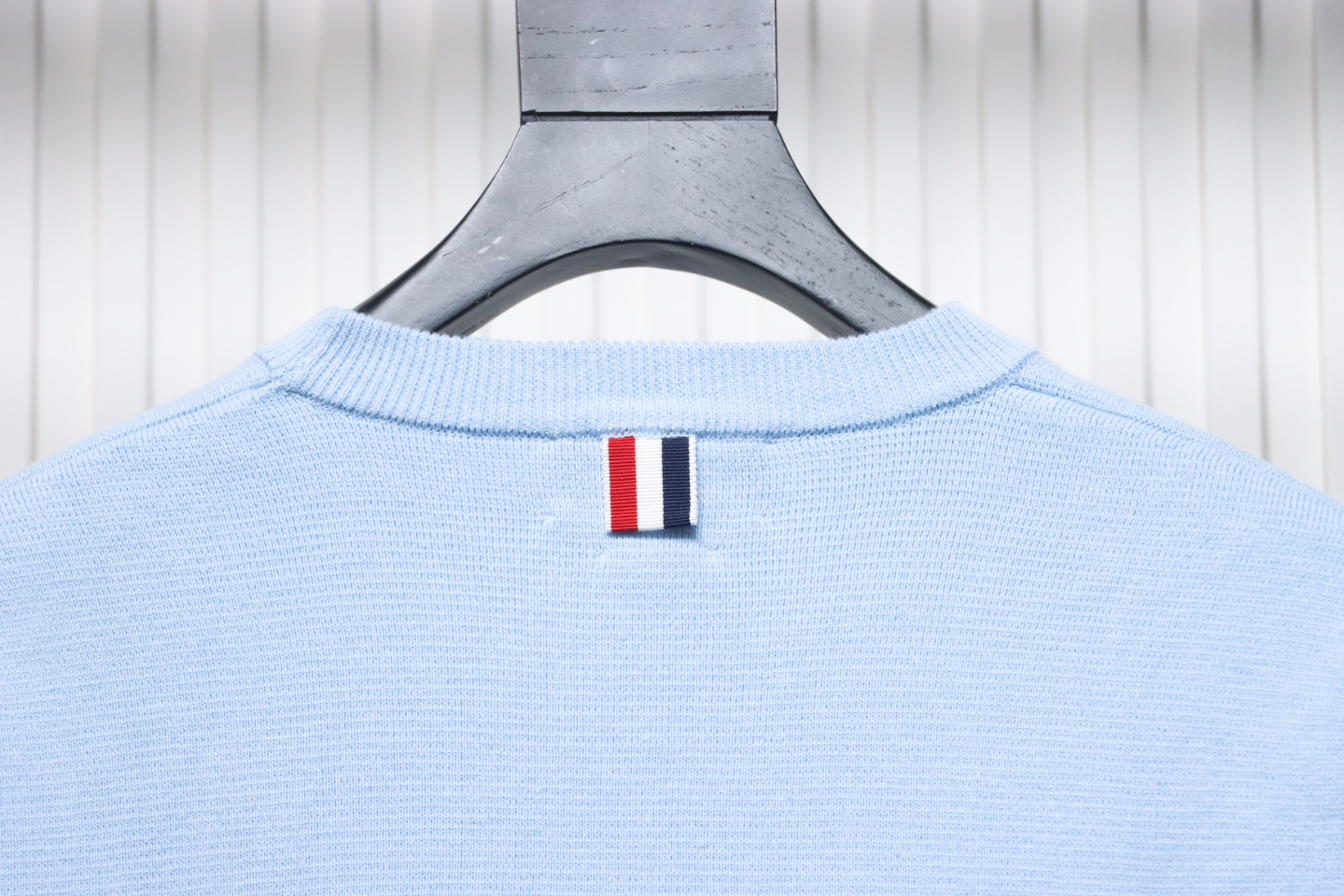 Thom Browne 21FW Double Sleeves Web Band Armband Crew Neck Sweater Blue