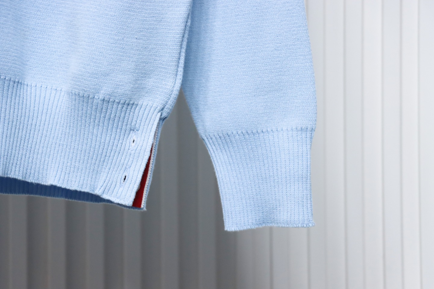 Thom Browne 21FW Double Sleeves Web Band Armband Crew Neck Sweater Blue