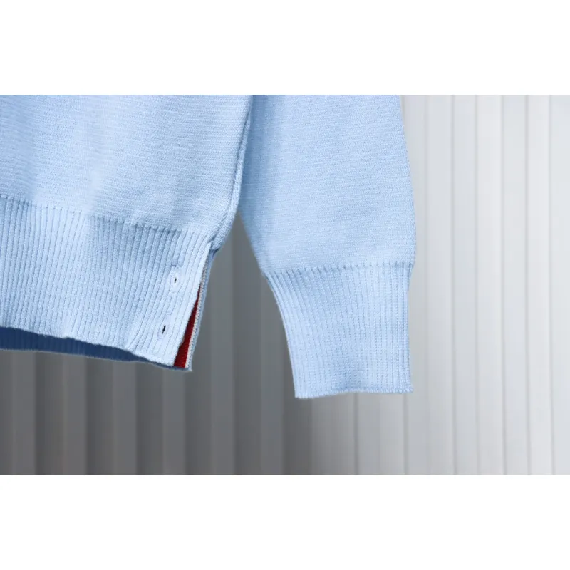Thom Browne 21FW Double Sleeves Web Band Armband Crew Neck Sweater Blue
