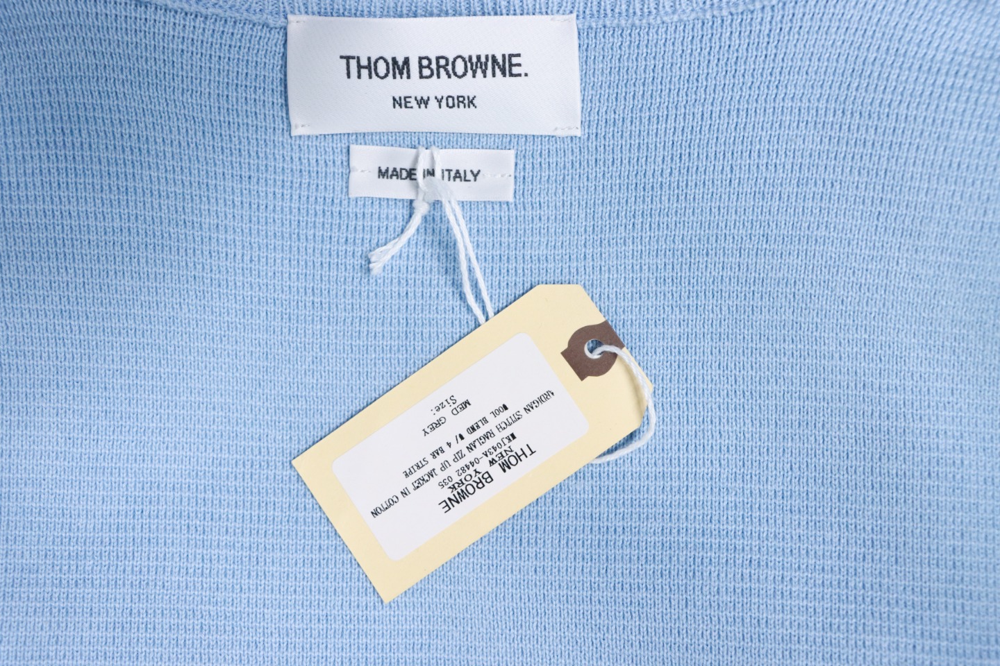 Thom Browne 21FW Double Sleeves Web Band Armband Crew Neck Sweater Blue