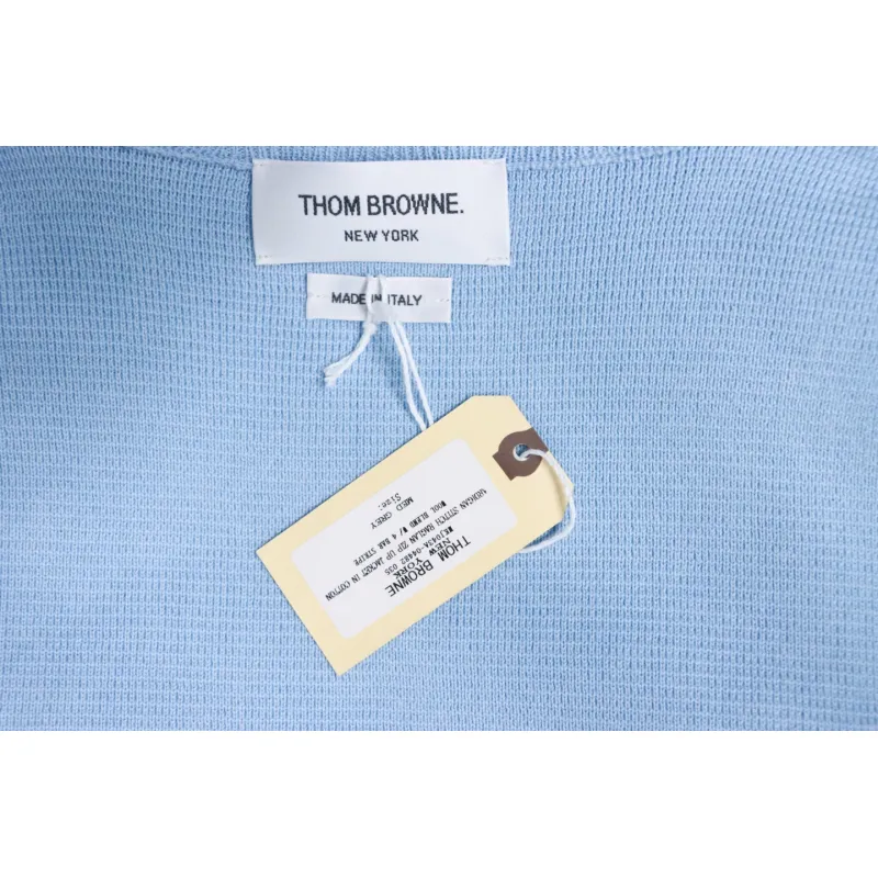 Thom Browne 21FW Double Sleeves Web Band Armband Crew Neck Sweater Blue