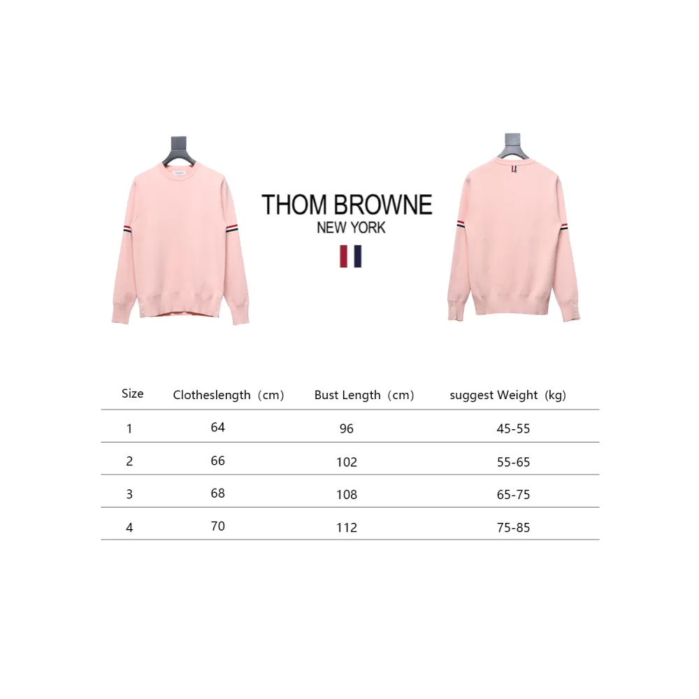 Thom Browne 21FW Double Sleeves Web Band Armband Crew Neck Sweater Pink