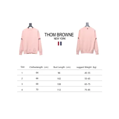 Thom Browne 21FW Double Sleeves Web Band Armband Crew Neck Sweater Pink 02