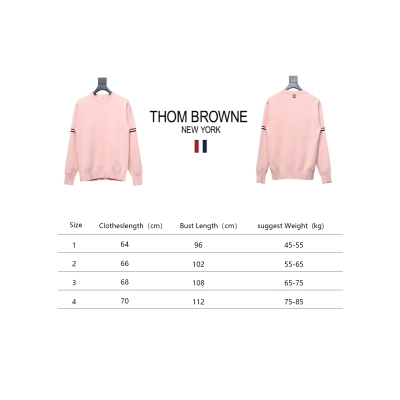 Thom Browne 21FW Double Sleeves Web Band Armband Crew Neck Sweater Pink 02