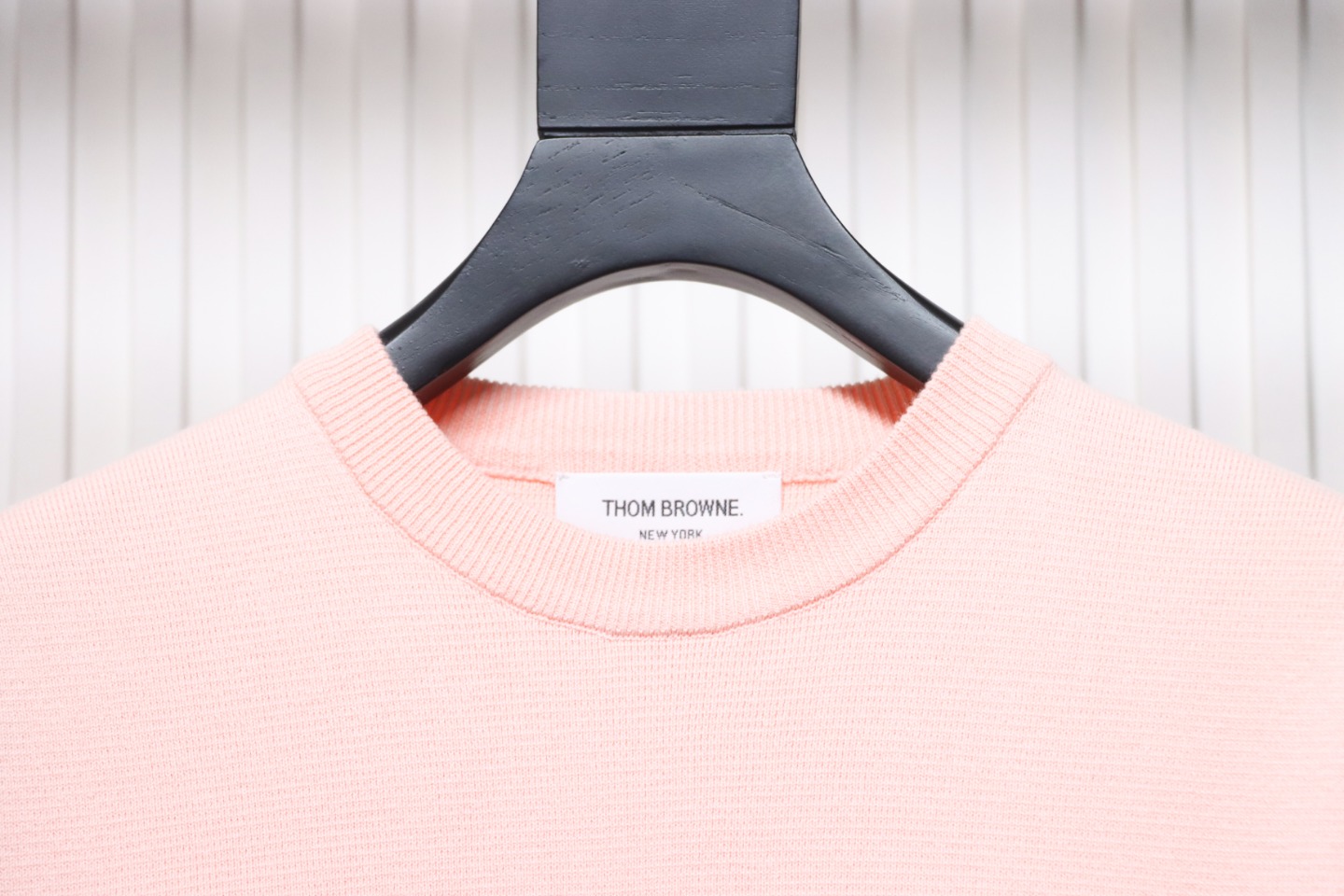 Thom Browne 21FW Double Sleeves Web Band Armband Crew Neck Sweater Pink