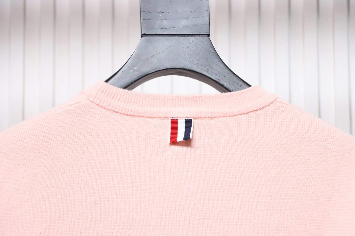 Thom Browne 21FW Double Sleeves Web Band Armband Crew Neck Sweater Pink