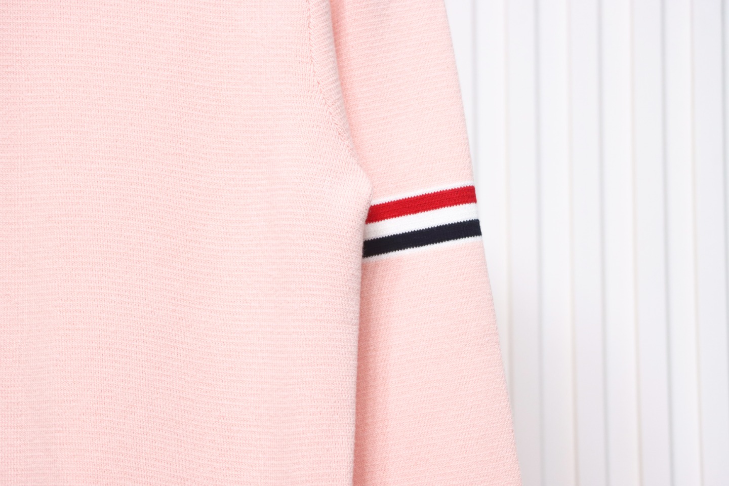 Thom Browne 21FW Double Sleeves Web Band Armband Crew Neck Sweater Pink