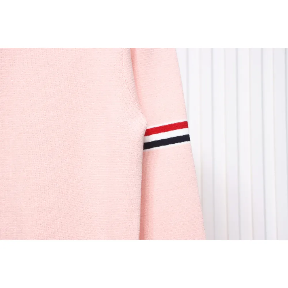 Thom Browne 21FW Double Sleeves Web Band Armband Crew Neck Sweater Pink