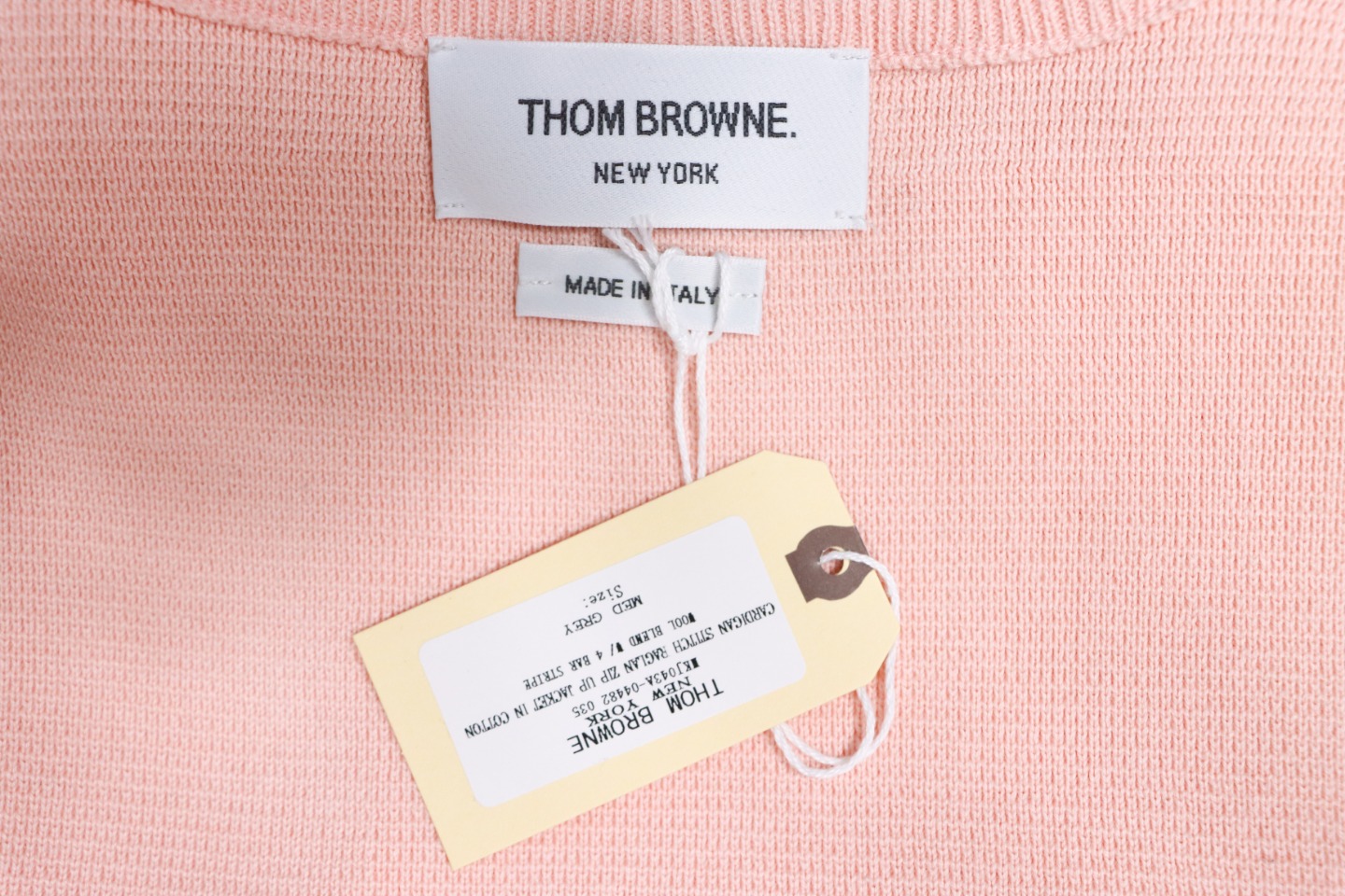 Thom Browne 21FW Double Sleeves Web Band Armband Crew Neck Sweater Pink
