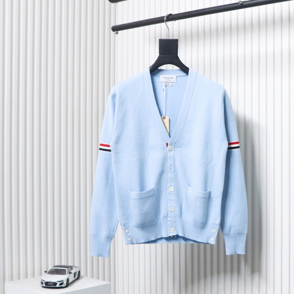 Thom Browne 21FW Double Sleeves Webbing Armband Cardigan Sweater