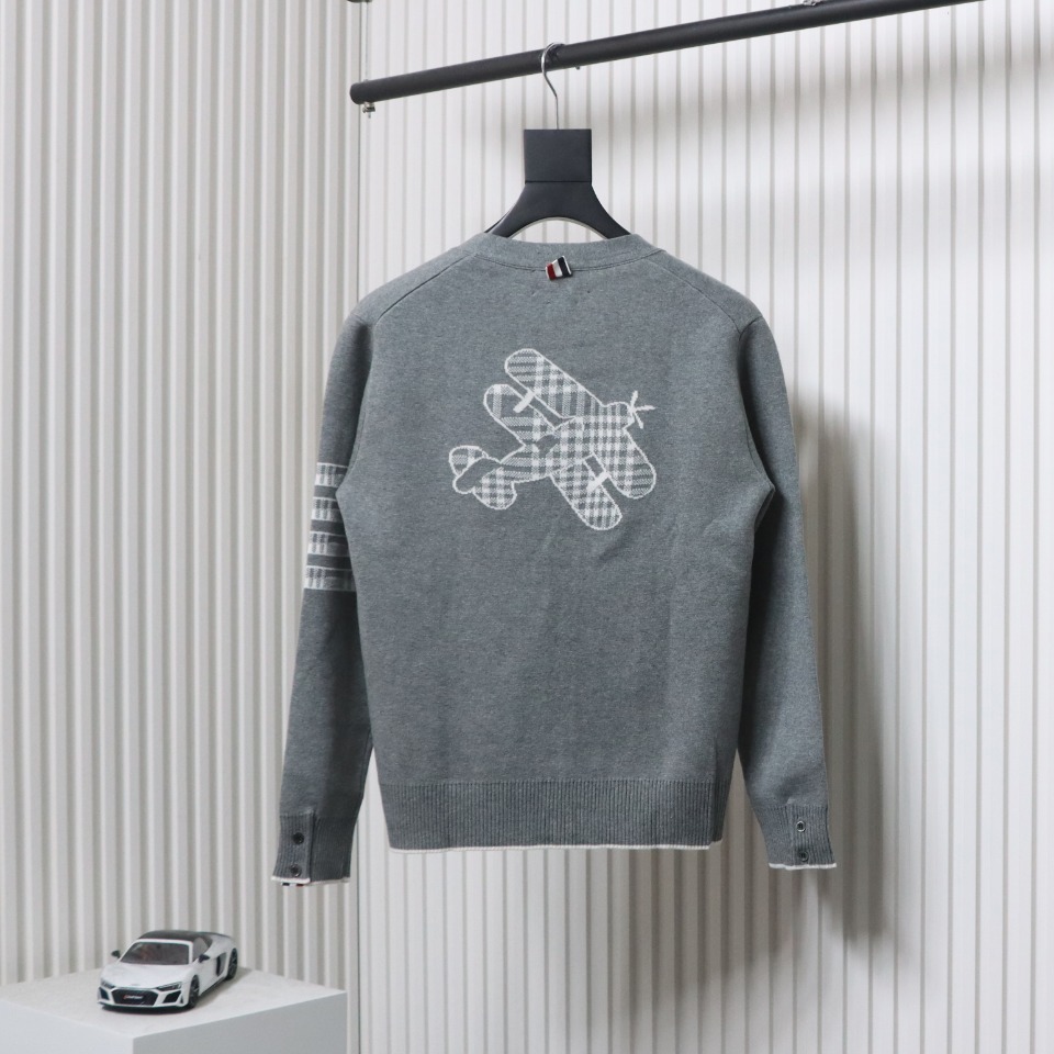 Thom Browne 22FW Airplane Cardigan Grey