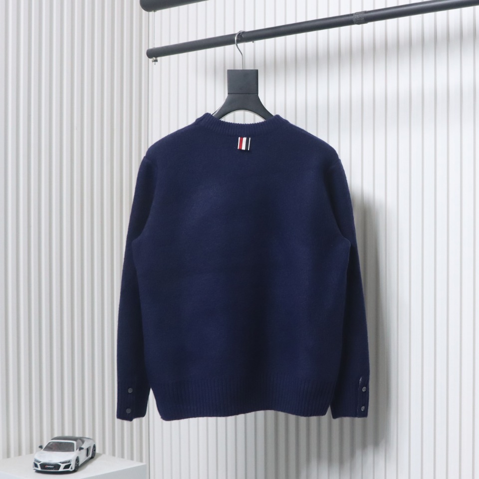 Thom Browne 23ss New Four-Stripe Crew Neck Pullover Sweater Blue