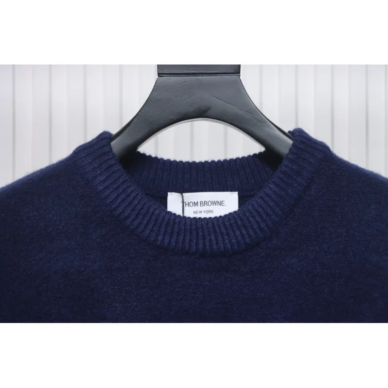 Thom Browne 23ss New Four-Stripe Crew Neck Pullover Sweater Blue