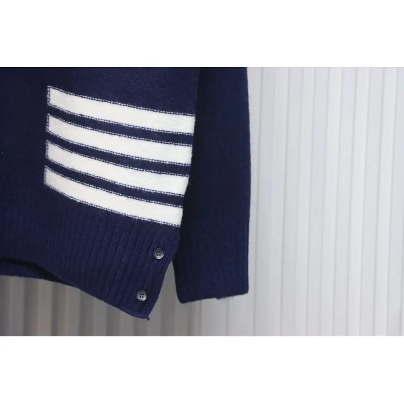 Thom Browne 23ss New Four-Stripe Crew Neck Pullover Sweater Blue