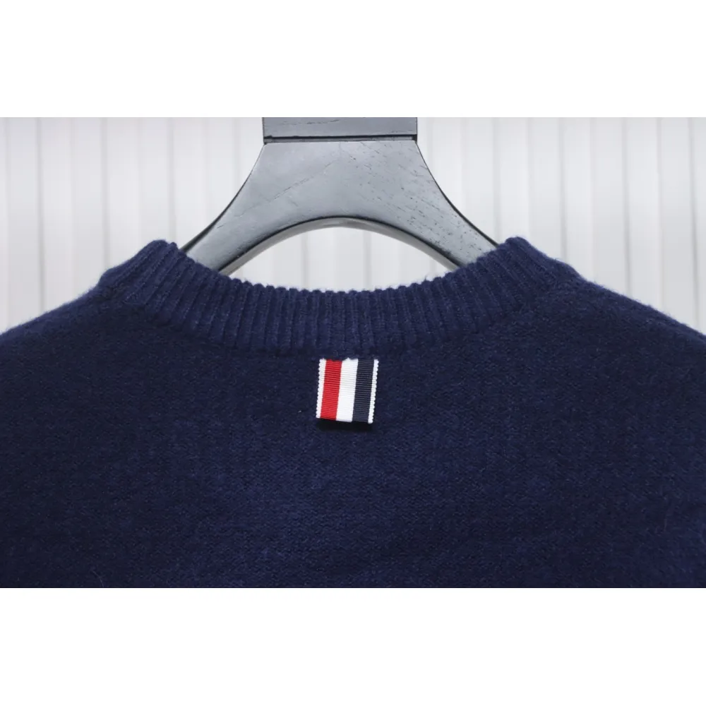 Thom Browne 23ss New Four-Stripe Crew Neck Pullover Sweater Blue