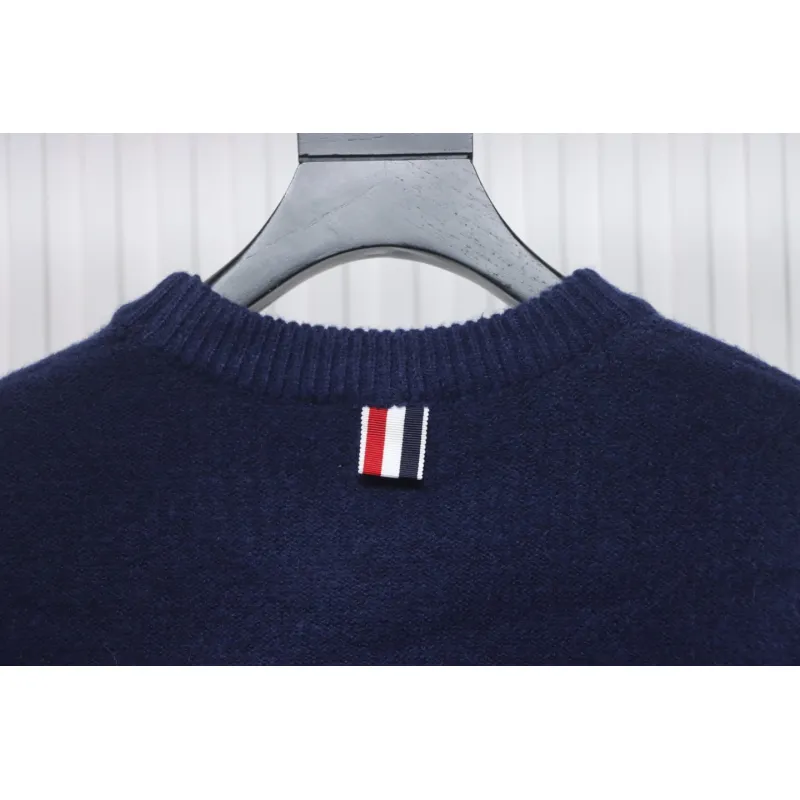 Thom Browne 23ss New Four-Stripe Crew Neck Pullover Sweater Blue