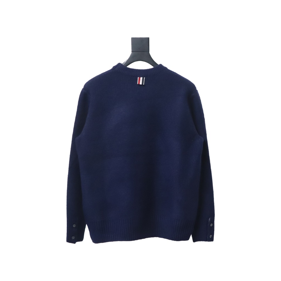 Thom Browne 23ss New Four-Stripe Crew Neck Pullover Sweater Blue
