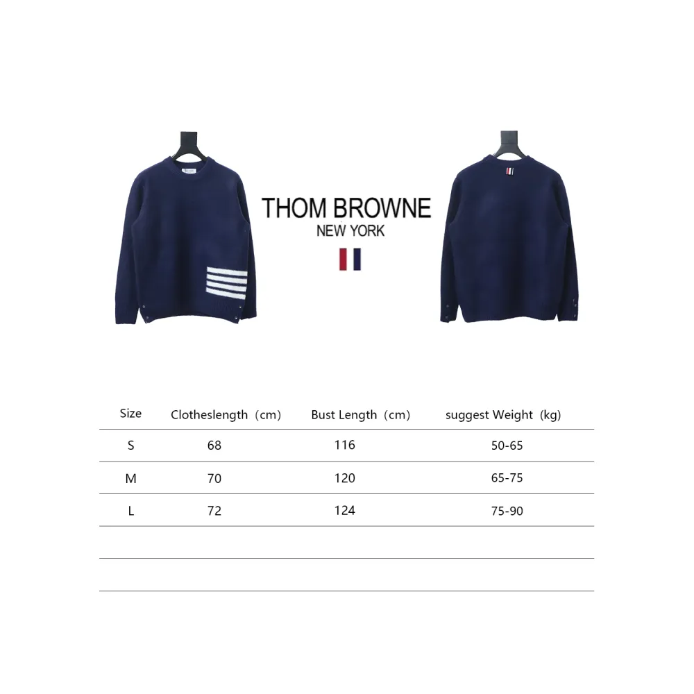 Thom Browne 23ss New Four-Stripe Crew Neck Pullover Sweater Blue
