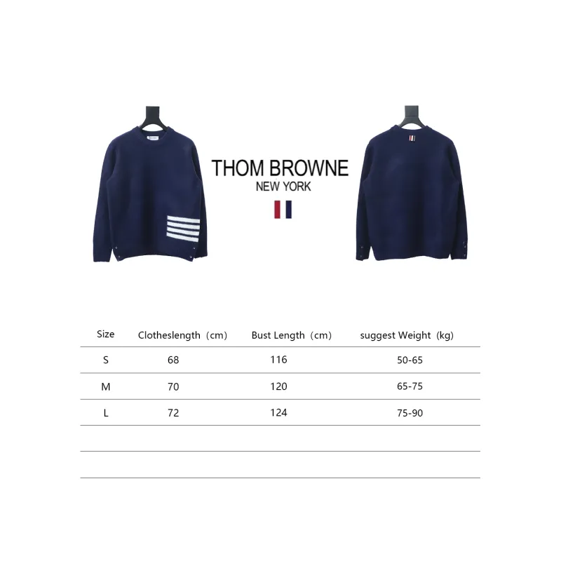 Thom Browne 23ss New Four-Stripe Crew Neck Pullover Sweater Blue
