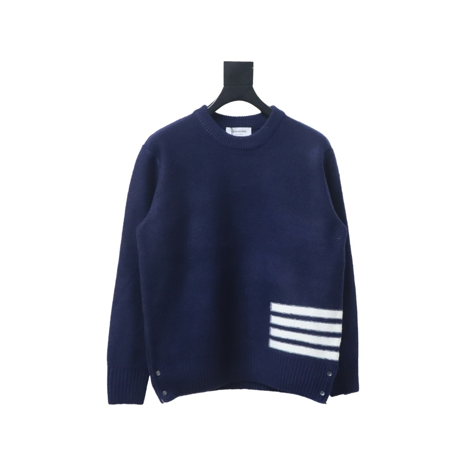 Thom Browne 23ss New Four-Stripe Crew Neck Pullover Sweater Blue