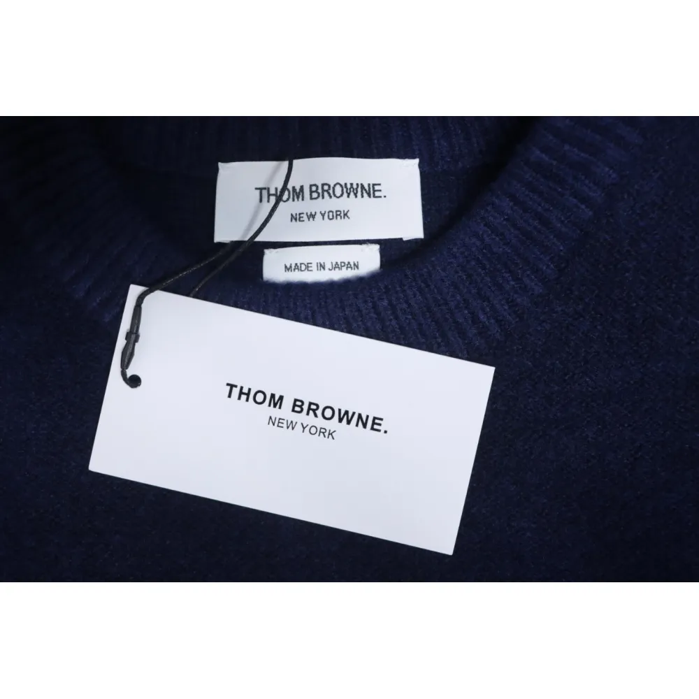 Thom Browne 23ss New Four-Stripe Crew Neck Pullover Sweater Blue