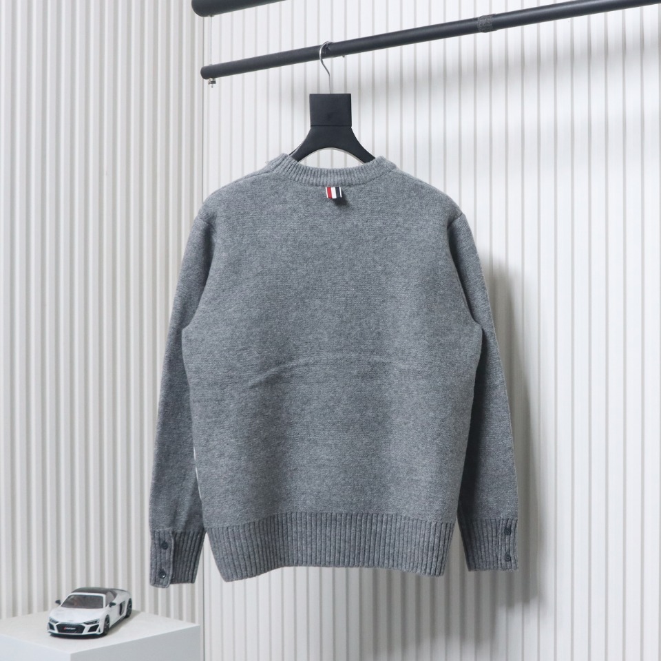 Thom Browne 23ss New Four-Stripe Crew Neck Pullover Sweater Gray