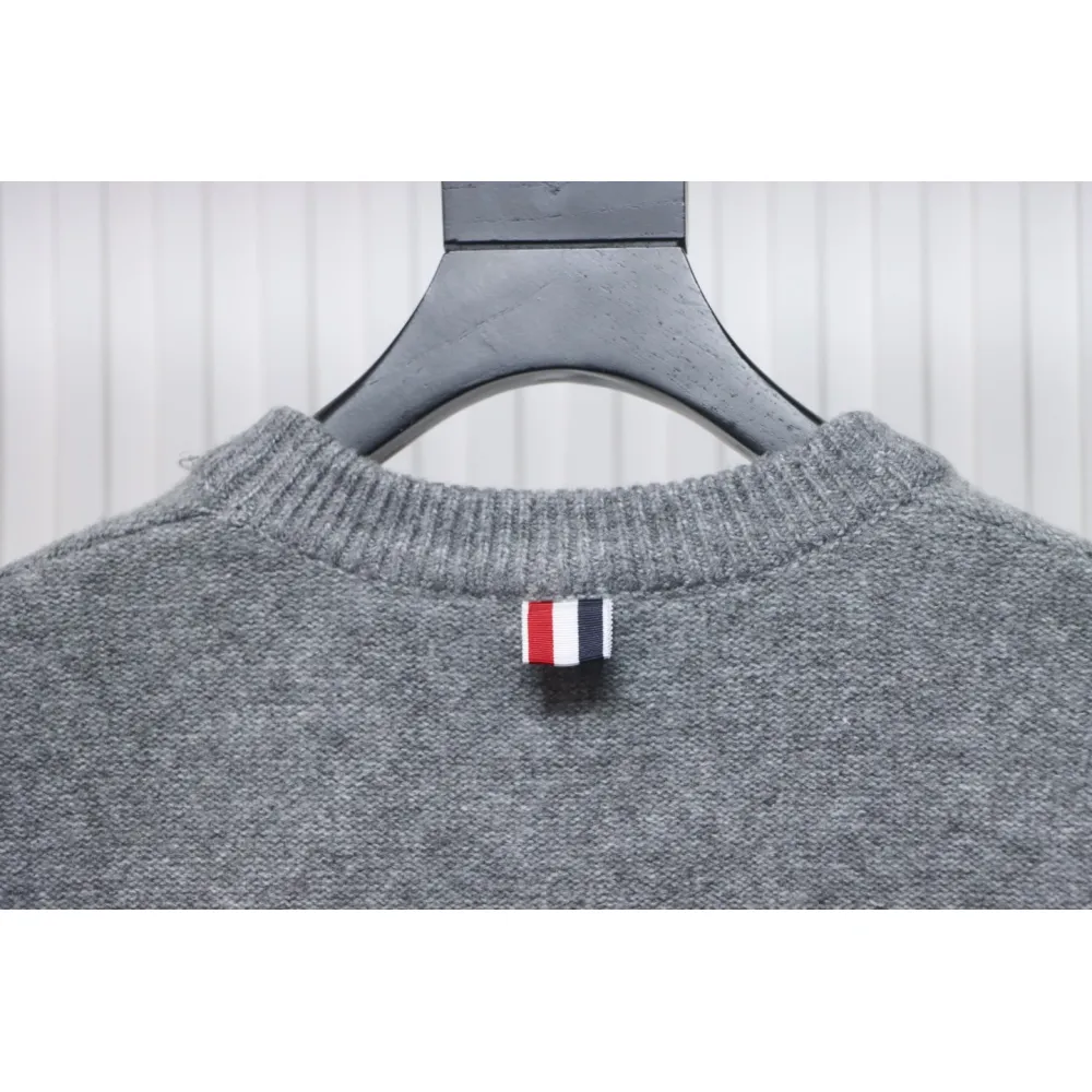 Thom Browne 23ss New Four-Stripe Crew Neck Pullover Sweater Gray