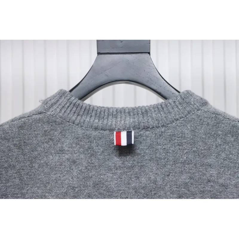 Thom Browne 23ss New Four-Stripe Crew Neck Pullover Sweater Gray