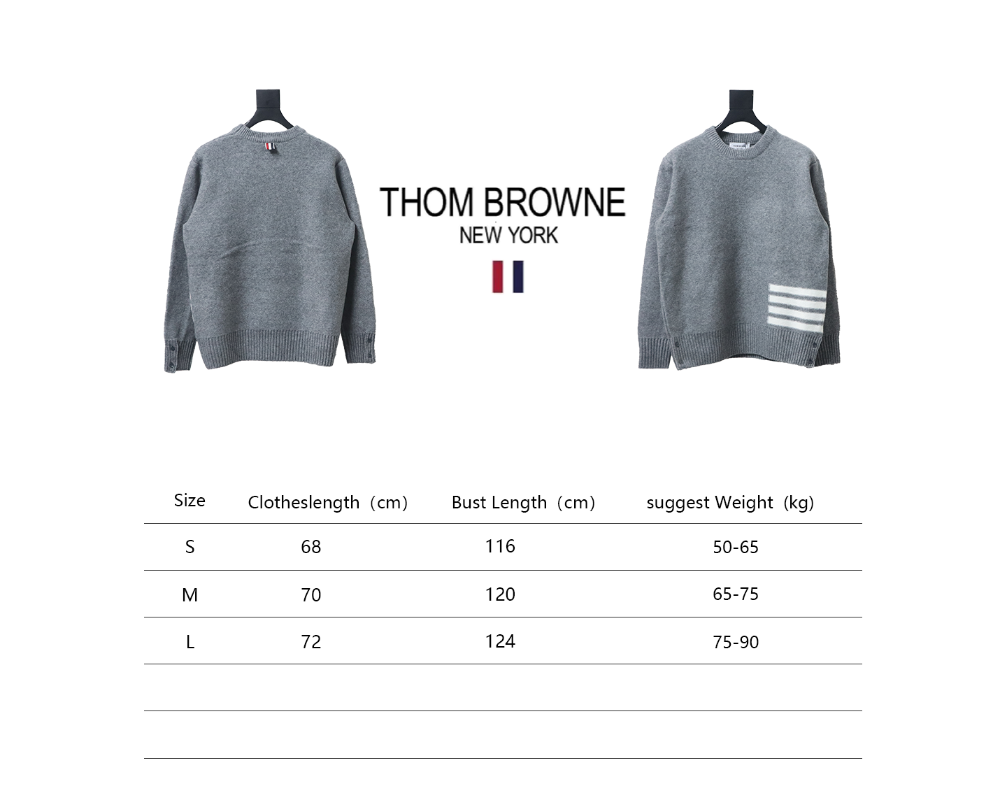 Thom Browne 23ss New Four-Stripe Crew Neck Pullover Sweater Gray