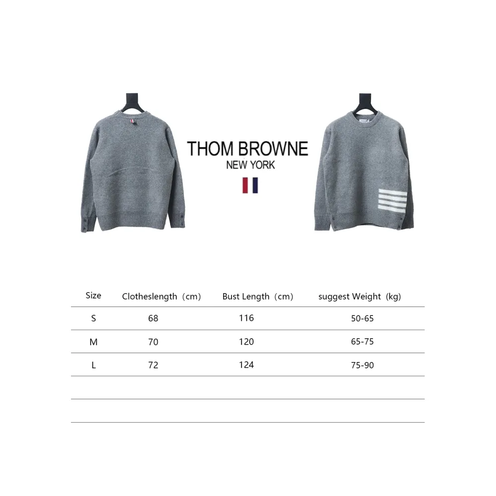Thom Browne 23ss New Four-Stripe Crew Neck Pullover Sweater Gray