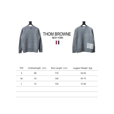 Thom Browne 23ss New Four-Stripe Crew Neck Pullover Sweater Gray 02