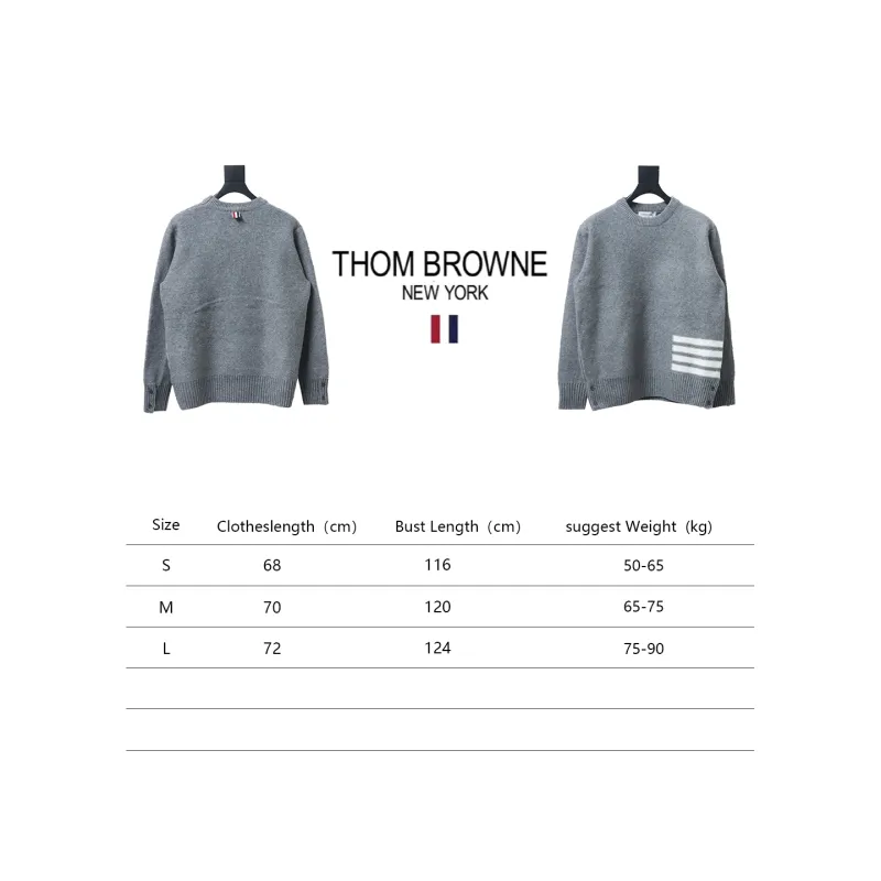 Thom Browne 23ss New Four-Stripe Crew Neck Pullover Sweater Gray