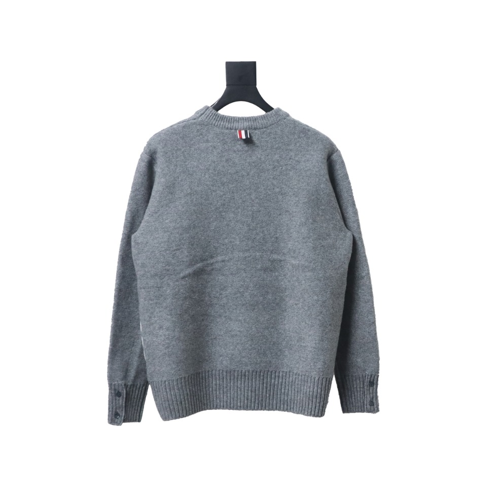 Thom Browne 23ss New Four-Stripe Crew Neck Pullover Sweater Gray