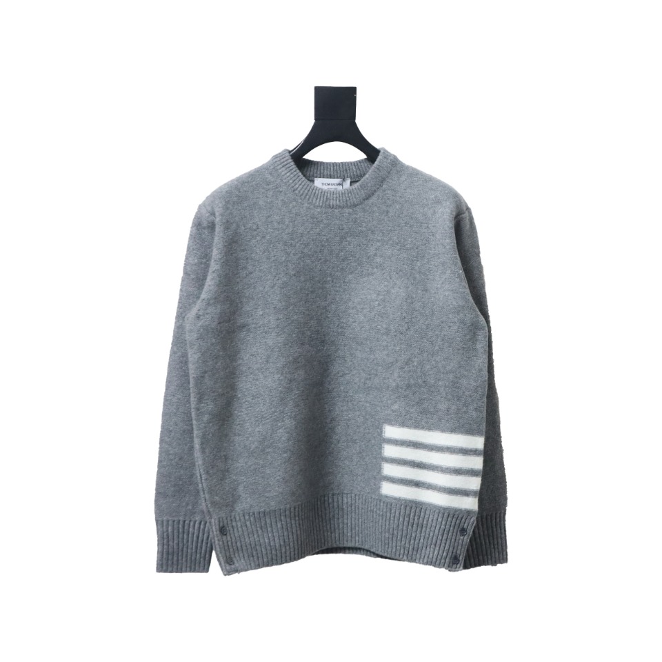 Thom Browne 23ss New Four-Stripe Crew Neck Pullover Sweater Gray