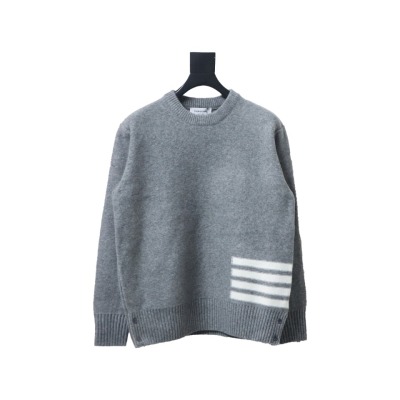 Thom Browne 23ss New Four-Stripe Crew Neck Pullover Sweater Gray 01