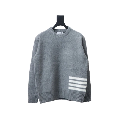 Thom Browne 23ss New Four-Stripe Crew Neck Pullover Sweater Gray 01